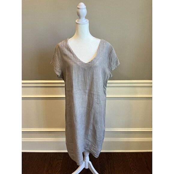 MARISA & MARIE Dresses & Skirts - MARISA & MARIE Italian Gray 100% Linen Dress Shift Women's XS Casual Minimalist